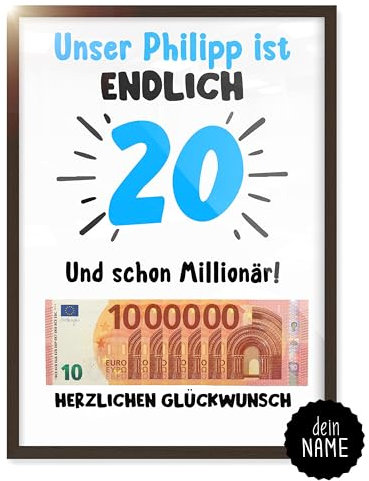 myDreamwork 20. Geburtstag Junge – Geschenke zum 20 Geburtstag | Geldgeschenke Jungen – Lustige Geschenkideen für Männer – Ideal als Geburtstagsdeko | Geldgeschenk 20