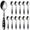 Alata Lot de 12 cuillères à café en acier inoxydable avec poignées noires, cuillères à expresso/petites cuillères/cuillères à dessert pour la maison et la salle à manger, idéal pour la maison, le