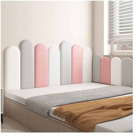 Wzmazingly Tête De Lit Autocollante, Panneau Mural Rembourré, Enfants Anti-Collision Autocollants Muraux 3D, pour Chambre À Coucher Mur De Fond De Lit(Color:Grey,Size:160cm)
