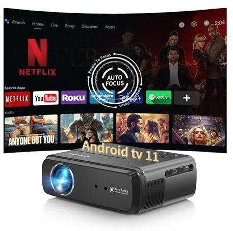 [Netflix Officially & AI Auto Focus] Auto Focus Projector 4K with Wifi & Bluetooth, Portable Native 1080P Smart Video Projector Built in Netflix/YouTube/Prime Video/Millions of apps