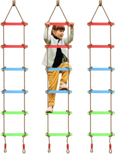 BLUEBRIT Kids Trapeze Bar With Gym Rings Outdoor Children's Gym Toy for Fun and Active Play Universal Installation, Quality Assured, and Promotes Kids' Development (Climbing Ladder)