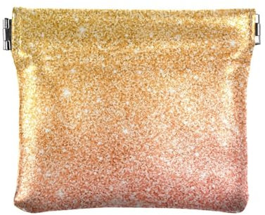 Petit porte-monnaie en cuir avec motif pailleté rose doré pour femme, Motif paillettes dorées et roses, 1 Size, Accessoire de voyage