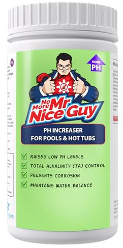 pH Plus pH Erhöhung 1kg - Für Schwimmbäder, Whirlpools & Spas - pH Alkali Up - Erhöht den pH-Wert in Pools & Whirlpools - Gesamte Alkalinität TA Control - Erhält die Wasserklarheit - No More Mr Nice