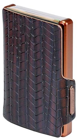 MONDRAGHI® - Mini Portafoglio Ultraleggero, Slim - Porta Carte di Credito Tessere Monete e Tag - Vera Pelle Piccolo e Tascabile - EVOLUTION (Brown)