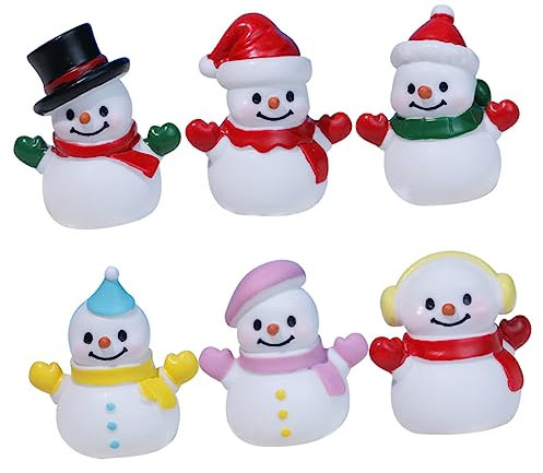 KONTONTY 6st Weihnachtsdekorationen Miniaturgehäuse Mini-schneemannfiguren Winter-schneemann-skulptur Mini-tischfigur Garten-schneemann-Figur Entzückender Kleiner Schneemann Harz
