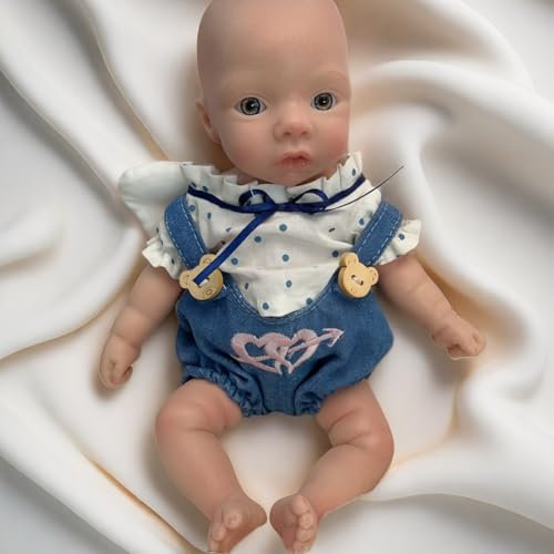 Gileutay Mini Bambole Reborn Ragazza 26 cm Bambola Realistica in Silicone per Tutto Il Corpo Che Sembrano Reali Bambola Fatta a Mano Prematuro per Bambina