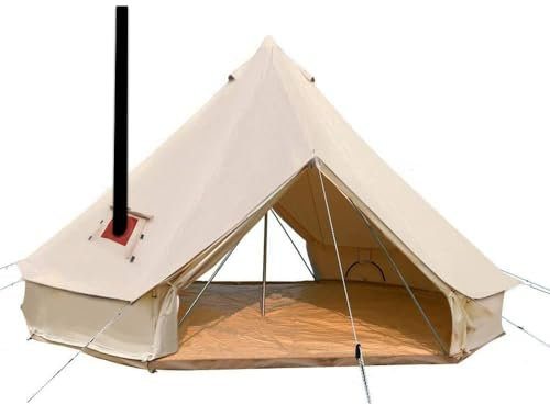 LJPZYOY Tente de Glamping de Luxe 4 saisons Tente familiale Avec 2 Portes et Trou de Prise de poêle, tente Cloche en Toile de Coton imperméable Tente Cloche yourte 4/5/6M