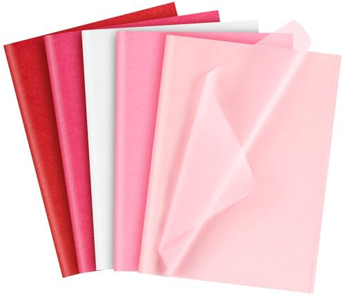 NEBURORA 60 Blatt Seidenpapier in Rot, Rosa und Weiß 35 x 50 cm Geschenkpapier zum Valentinstag Großpackung für selbstgemachte Geschenktüten, Hochzeit, Valentinstag Party Dekoration