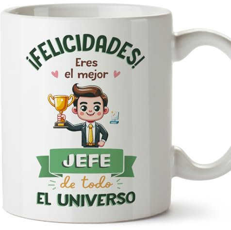 MUGFFINS Tazas para JEFE hombre - En Español - Mejor Universo Trofeo - 11 oz / 330 ml - Regalo original y divertido