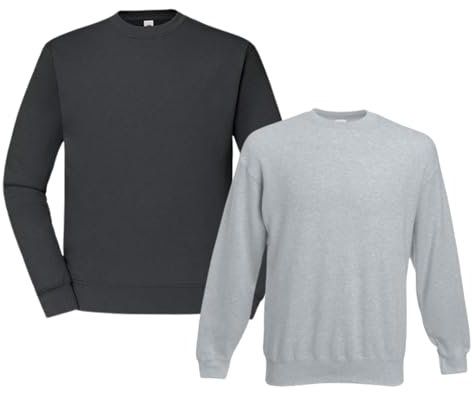 Fruit of the Loom 2er Herren Sweatshirt Classic Set In Sweat M L XL XXL 3XL 4XL 5XL| Oeko-Tex Zertifiziert |Verschiedene Farbsets & HLKauf-Block(1x Graphit, 1x Grau & 1x HLKauf-Block, XL)