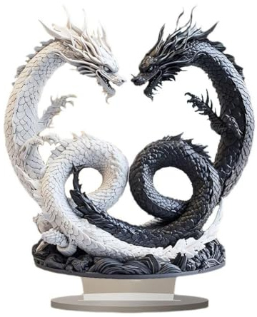 Neues Modell Schreibtisch bösen Drachen Ornament Yin Yang Drachen Acryl 2D Schreibtisch Ornament Zimmer Schlafzimmer Schreibtisch Dekoration leben
