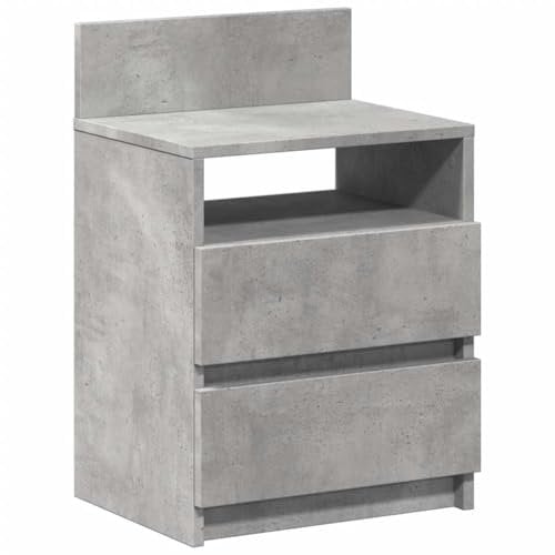 vidaXL Nachttisch mit 2 Schubladen Betongrau 40x33x60 cm, Nachtschrank, Nachtkommode, Betttisch, Nachtkonsole, Bettschrank, Beistelltisch Schlafzimmer