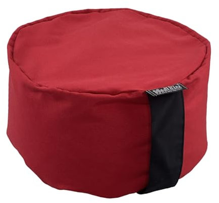 MediKiss Bodensitzkissen - Yogakissen & Meditationskissen für Kinder & Erwachsene - Bio-Baumwolle oder Polyester, EPP-Granulat Füllung, Waschbar & formstabil mit Tragegriff - Red
