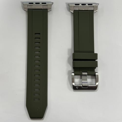 Anlinser Compatibile con Cinturino Apple Watch Ultra 2/1 49mm 46mm 45mm 44mm 42mm, Cinturini Sportivo Silicone Robusto per iWatch SE Serie 10 9 8 7 6 5-1 (Verde Militare)