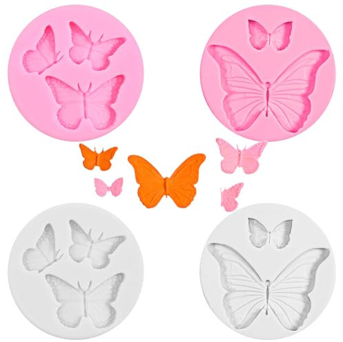 4 PCS Butterfly Silicone Molds, Mini Butterfly Fondant Mold, Chocolate Cake Decoration Mold for Soap Candle Craft Making Resin Clay Casting Craft Mould
