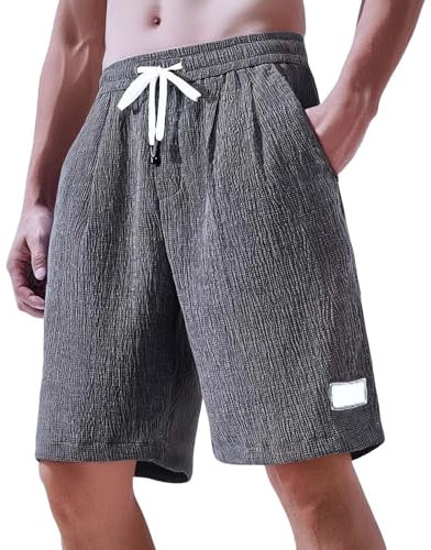 Herren-Shorts, plissiert, leger, Kordelzug, elastischer Bund, leichte Sommer-Strand-Shorts, entspannte Passform, gerades Bein, kurze Hose, athletisches Workout, kurze Hose, Herrenbekleidung