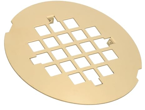 PATIKIL Shower Drain Cover 4-1/4 OD, 1 Pcs 304 Stainless Steel Round Snap-in Shower Drain Strainer Grid Replacement Cover for Bathroom Floor Lawns Landscaped Walkways Patios, Gold