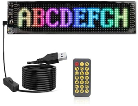 Koolenry Panel de Matriz LED para Coche, Flexible, Programable, con Píxeles, Desplazamiento, Publicidad, Animación, Texto, RGB, 16 X 64
