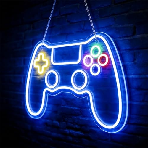Gaming Neon Schild: Dimmbar USB Gamer Neonschild für Gaming Wand Deko, Acryl Game LED Neon Deko Zeichen Spielzimmer Dekor für Gamer Streamer Teenager Jungen Zimmer, 41 x 28cm
