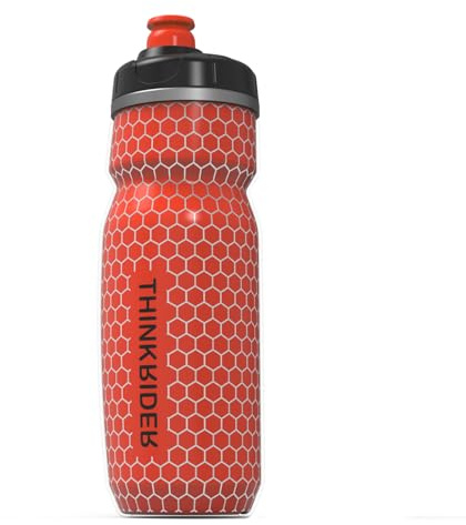 ThinkRider Fahrrad Trinkflasche, leichte Wasserflasche mit doppelwandiger Isolierung, Universelle Sport Trinkflasche für Fahrrad-Flaschenhalter, geeignet für Rennräder & Mountainbike, 620ml (Rot)