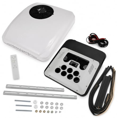 12V Rooftop Air Conditioner for Truck Tractor Motorhome RV Camper with Heat Pump Cooling Heating Ventilation Air Purification 2200W Cooling 1000W Heating Non-Ducted White DC 12V AC Unit