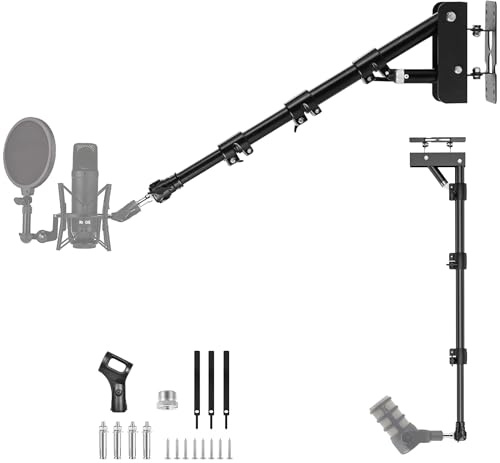 Acetaken Microphone-Ceiling-Mount,Telescoping Mic Wall-Stand Boom Arm Holder compatible with RØDE PodMic NT1 NT-USB Microphones Podcasting Gaming and Voice Recording