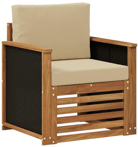 vidaXL Outdoor Mittelsofa Natur, Moderne Outdoor-Couch, modulare Möbel, wetterfestes Gartenlounge, Bequeme Terrassen-Sitzgruppe