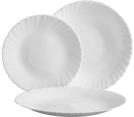 Annastore Opal Geschirr Set 12-teilig Weiß Glas klassisch Speiseservice