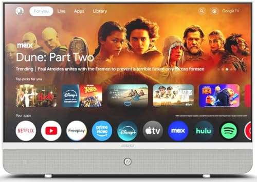 SELFSAT Streaming Display MSD 27 Blanco con Google TV, Pantalla Full HD 27 Pulgadas, Batería Integrada, Barra de Sonido 2x15W, Compatible con Netflix, Youtube, Prime Video, Disney+
