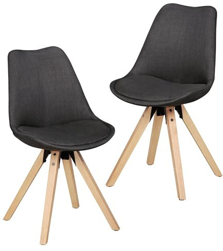 FineBuy Design Esszimmerstühle 2er Set SV43580 Skandinavische Stühle mit Holzbeinen, Retro Stuhlset Bunt, Küchenstühle mit Stoff, Lehnenstuhl Modern, Küchenstuhl Esszimmer