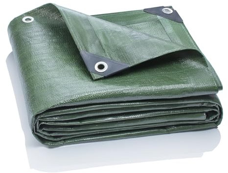 GardenMate 3m x 4m Teloni Protettivi Premium 200 g/m² Telone di Tessuto per Coprire, Proteggere, Telone per Barche - Verde, Alta Qualità