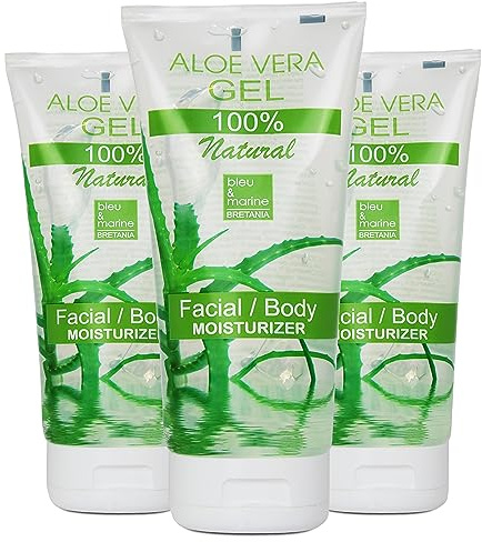 bleumarine Bretania - Aloe Vera Gel 3x200ml | Intensive Haut & Haar Feuchtigkeitspflege | Beruhigende, Kühlende Wirkung | 100% Natürlicher Algenextrakt, 200 ml, 3er Pack