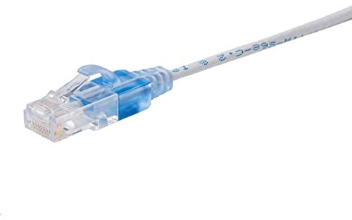 Monoprice 133201 Cable de conexión de red Ethernet Cat6A - 25 pies - Blanco | Paquete de 5, 10G - Serie SlimRun