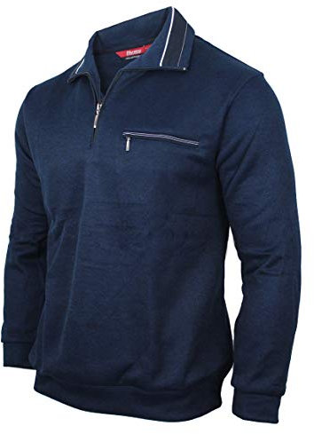 Soltice Herren Langarm Sweatshirt mit Brusttaschen, Poloshirts, Winter- Strick- Pullover aus Baumwoll-Mix (M bis 3XL)(M, [A] Navy)
