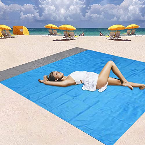 Homened Sand Free Beach Blanket, 200 x 140cm Waterproof Picnic Blanket Mat Sandproof Outdoor Picnic Beach Mat for Travel, Hiking, Camping, Music Festival with Storage Bag + 4 Stakes (79×55)