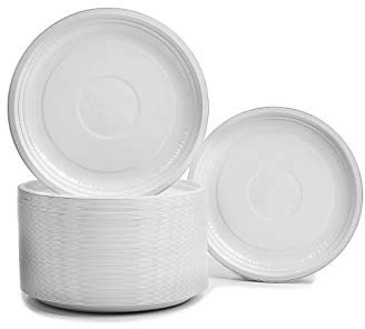 CONTITAL Piatti Monouso Piani in Alluminio - laccato bianco, tondi - 25 pezzi - Ideali per picnic, barbecue, feste, pranzi e cene