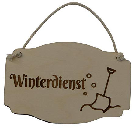 Türschild Winterdienst Vintage Holz Holzschild Deko Hausordnung Hanfkordel Kordel Schild