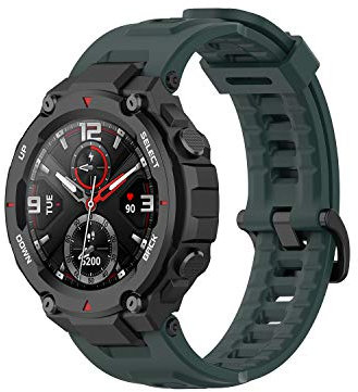 Yikamosi Kompatibel mit Amazfit T-Rex Armband/T-Rex Pro Armband,Schnellverschluss Weiches Silikon rostfreiem Metallverschluss Ersatzbänder für Amazfit T-Rex A1918/T-Rex Pro,Olivgrün