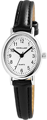Excellanc Damen-Uhr Kunstleder Armband Dornschließe Analog Quarz 1900265 (schwarz weiß)