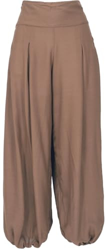 GURU SHOP Boho Pluderhose, Muckhose, Haremshose - Khaki, Damen, Size:L/XL