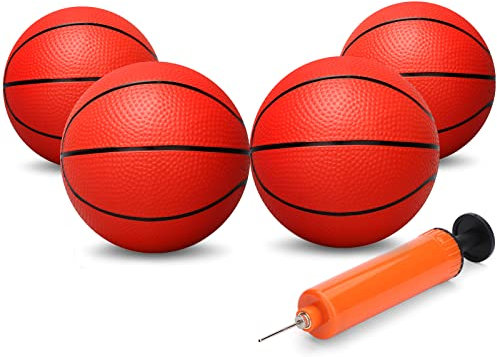 Dilabnda Mini Hoop Basketball für Kinder, 16cm Gummi Ersatz Basketbälle Strandball Kleine Hüpfbälle Bälle für Mädchen Jungen, Soft Ball für aufblasbaren Pool Basketball (4er-Pack)