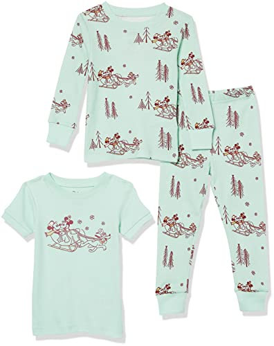 Amazon Essentials Disney | Marvel | Star Wars Set di Pigiama da Notte Attillati in Cotone Bambini e Ragazzi, 3-piece Mickey Winter Set, 10 anni