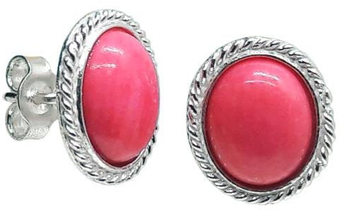 Coralli di Sardegna Orecchini Corallo Rosa 8x10mm Filigrana Sarda Cordino Argento Pressione