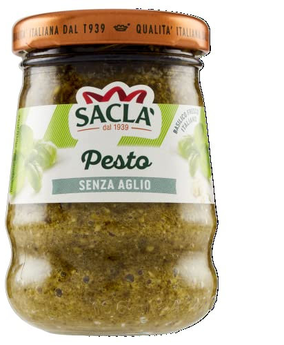 Saclà, Pesto alla Genovese, Senza Aglio, Condimento per Pasta e per Arricchire i Tuoi Piatti, con Basilico Fresco Italiano, Vaso Vetro, 90g, Confezione da 15 pezzi
