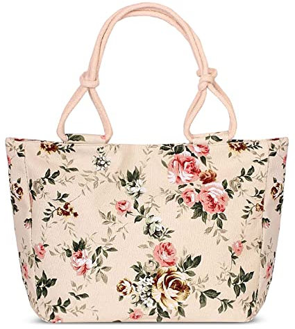 FORRICA Handtaschen Damen Groß Shopper Tasche Casual Segeltuch Schultertasche Schön Muster Frauen Handtaschen für Reisen Urlaub Einkaufen Blume A