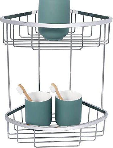 SAYAYO Corner Shower Caddy Shower Basket Organiser SUS304 Stainless Steel, 2-Tier Polished Chromed Corner Bathroom Shelf