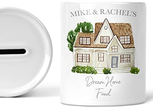 New Home Gift Personalised Couples Dream Home Fund Piggy Bank Custom Money Box Moving Out For Him Her Birthdays Gifts Savings Jar Ceramic Keepsake Christmas