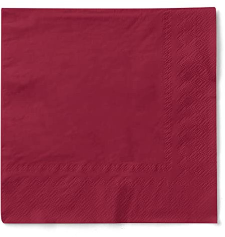 Tissue Serviette 3-lagig, saugstark, Ideal für Partys Feste und Gastronomie, 33 x 33 cm, 100 Stück, Farbe bordeaux