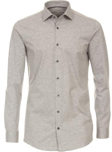 Venti - Body Fit - Herren Langarm Hemd (123955800), Größe:40, Farbe:Silber (700)