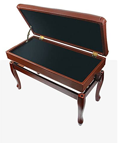 XOUVY Klavierbank mit echtem Lederkissen und eleganten Hufeisen-Hockerbeinen Keyboardbank Klavierhocker, 10 cm höhenverstellbar, 76 x 36 x 48-58 cm (braun)